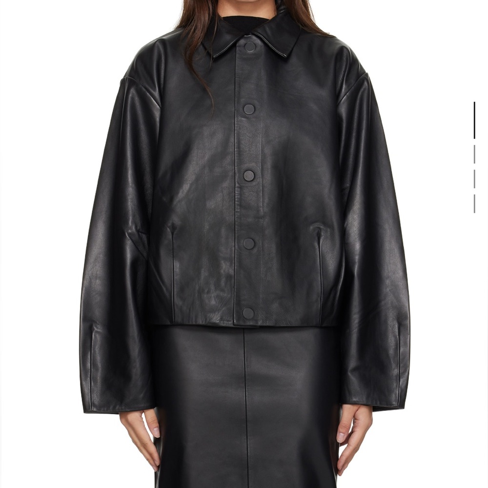 St Agni black cocoon leather jacket - size XS